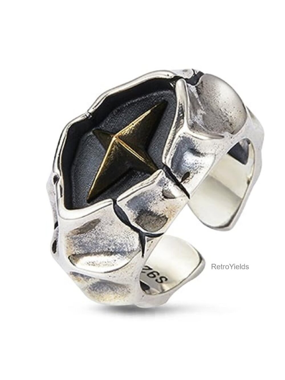 S925 Sterling Silver Adjustable Punk Gothic Wrap Ring